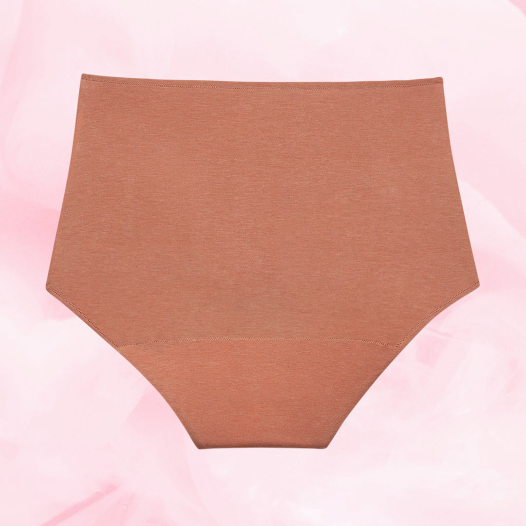 Premium Comfort High Waist Kohtalainen Vuoto Kuukautisalushousut litteänä esillä.