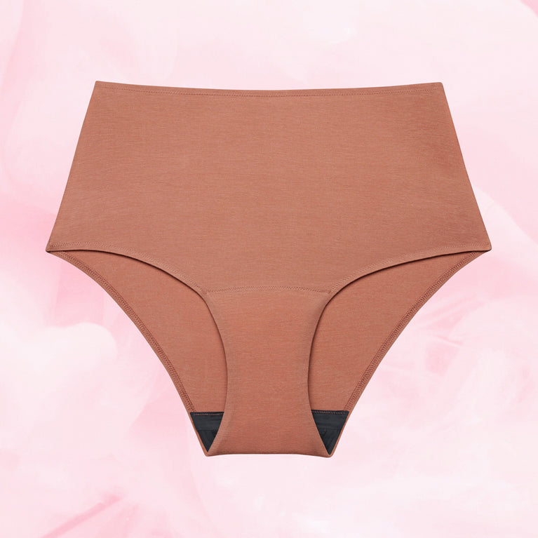 Premium Comfort High Waist Niukka Vuoto Kuukautisalushousut with high waist design.