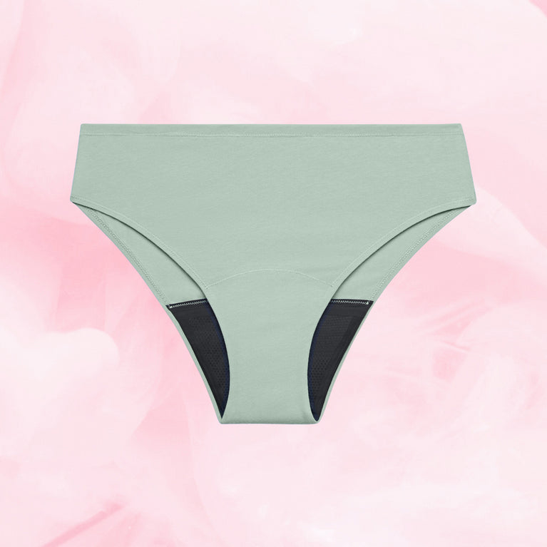 ComfortFit Essentials Brazilian menstrual underwear with high waist, designed for heavy flow.