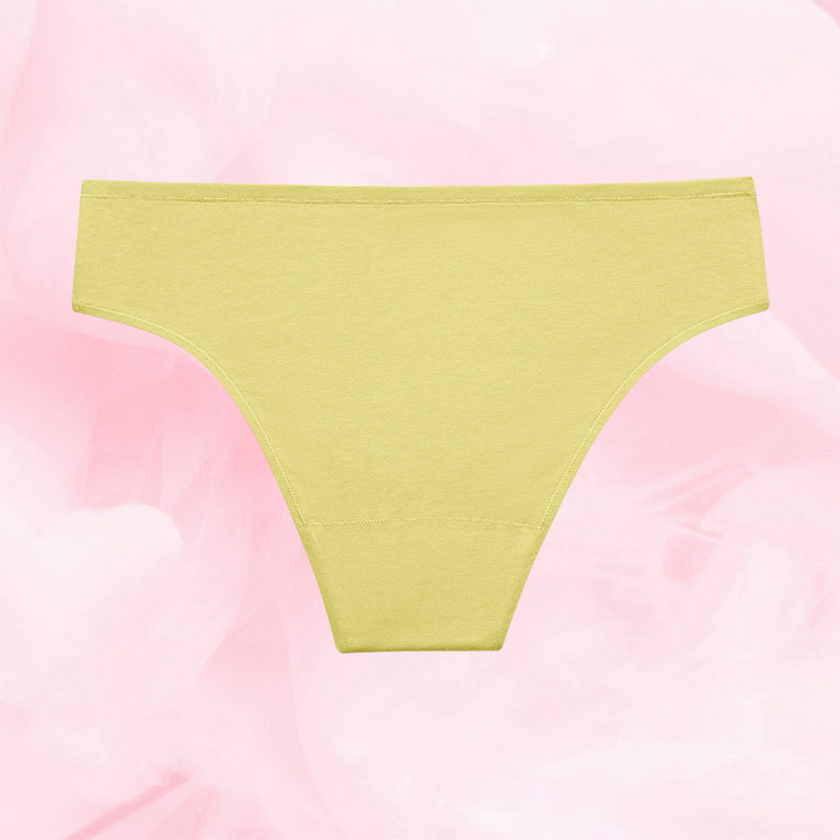 ComfortFit Essentials Brazilian, breathable period underwear for light flow.