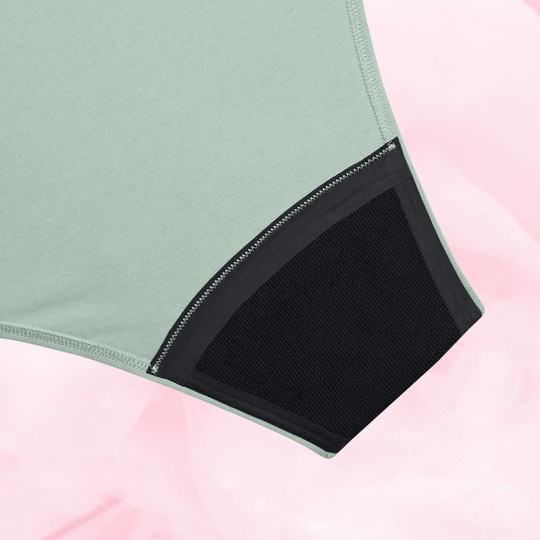 ComfortFit Essentials Brazilian moderate flow period underwear with optimized absorbency.