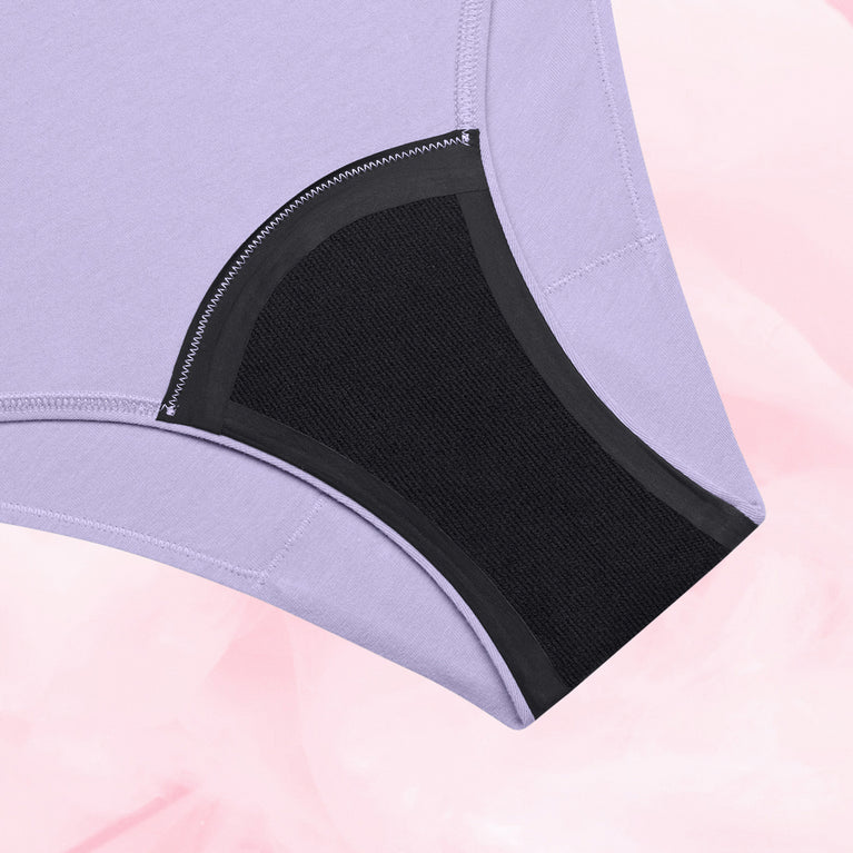 ComfortFit Essentials Brazilian period underwear with optimized absorbent gusset.