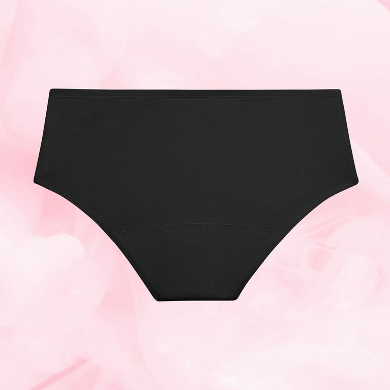 ComfortFit Essentials Hipster menstrual underwear for light flow, high-waisted, breathable.