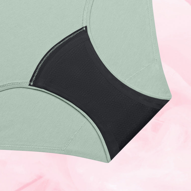 ComfortFit Essentials Hipster niukka vuoto period panties, high-waisted, soft organic cotton.