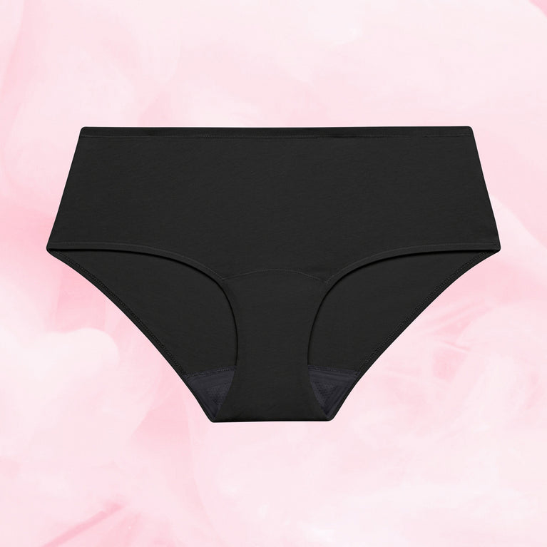 ComfortFit Essentials Hipster for light flow, featuring breathable organic cotton.
