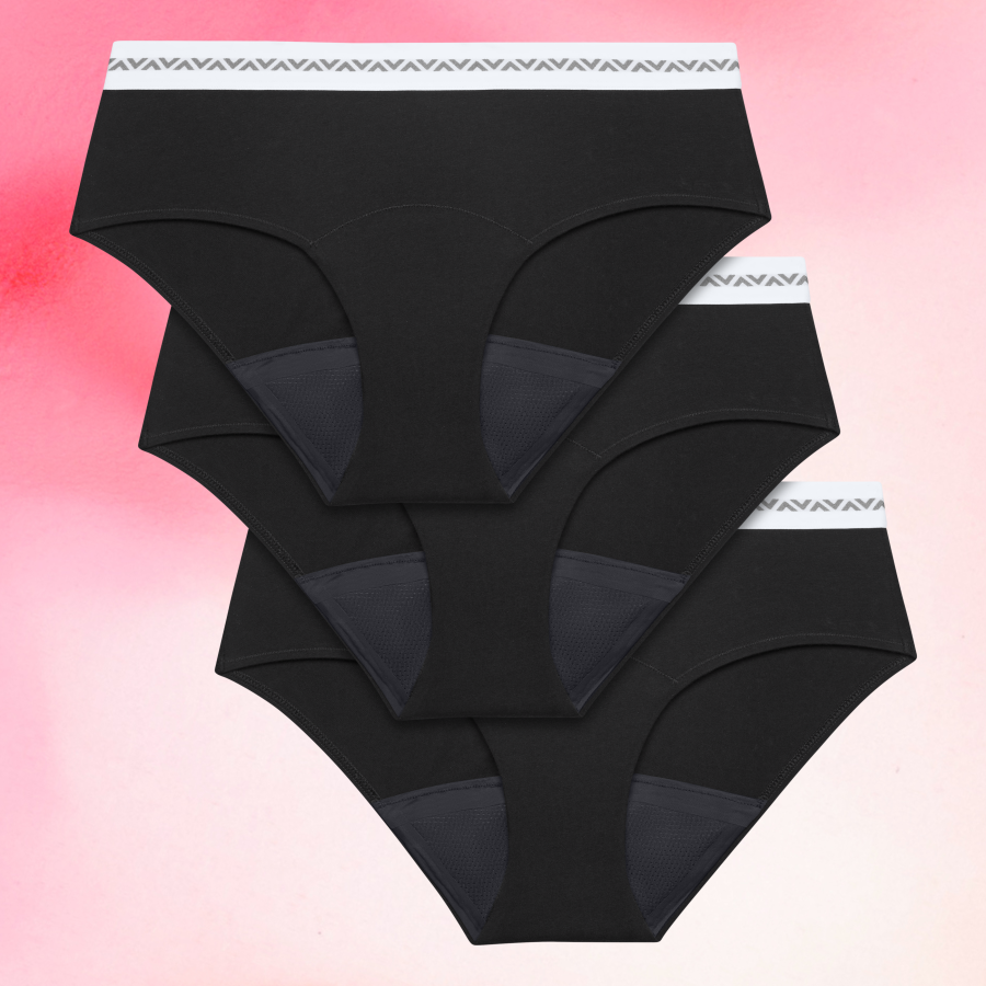 Period Underwear
      Runsas vuotoessentials-hipster-logo-heavy-3-pack-kuukautisalushousut