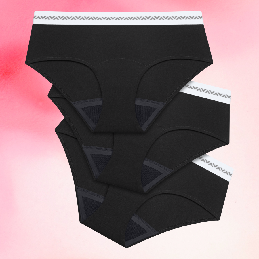 Period Underwear
      Kohtalainen vuotoessentials-hipster-logo-moderate-3-pack-kuukautisalushousut