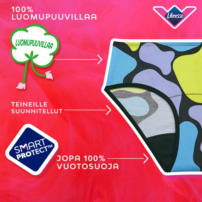 Teens Hipster Runsas vuoto - 100 % luomupuuvillaa, vuotosuoja.