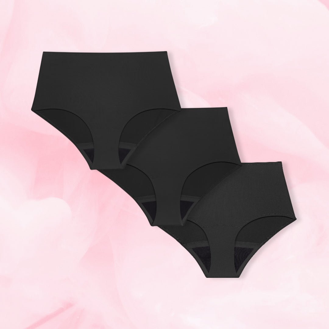 High Waist Discovery multipack with three ComfortFit period panties.