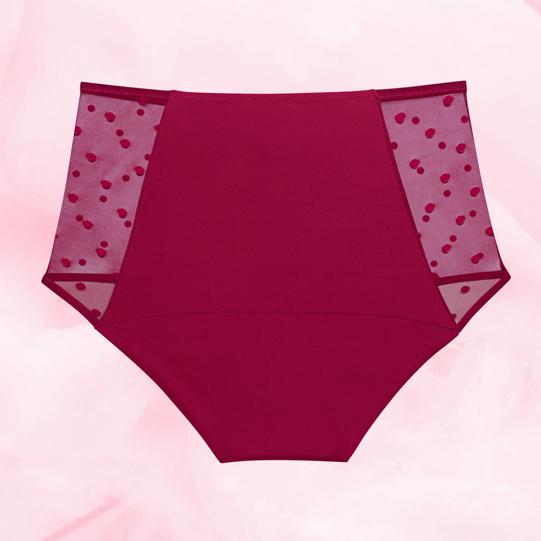 High Waist Dots Heavy Flow Period Panties with lace accents.