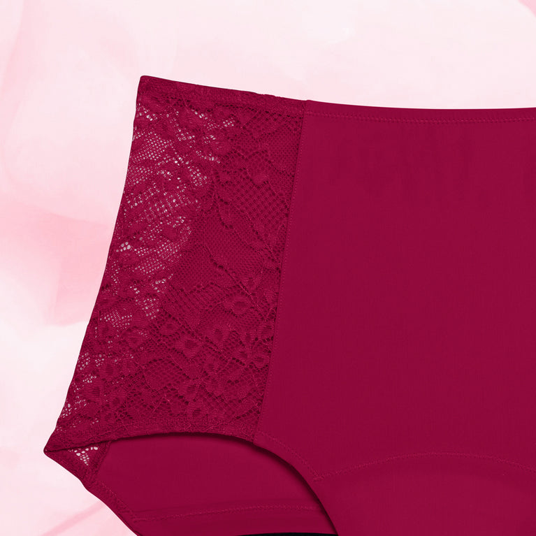 High-waisted Libresse™ Floral Heavy Flow Period Underwear with lace trim.