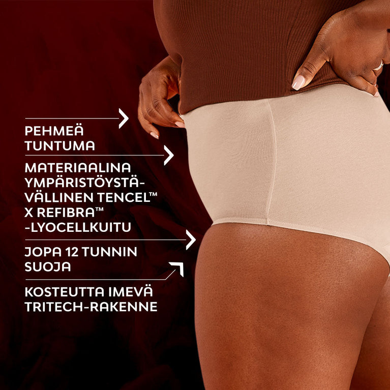 Premium Comfort High Waist Runsas Vuoto Kuukautisalushousut
