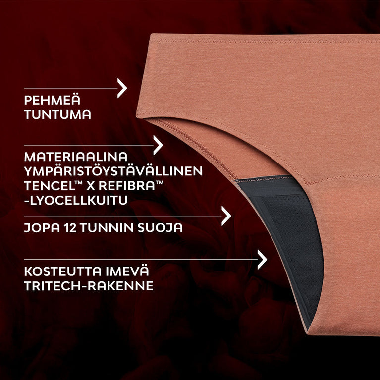Premium Comfort Brazilian Niukka Vuoto Kuukautisalushousut for light flow protection.