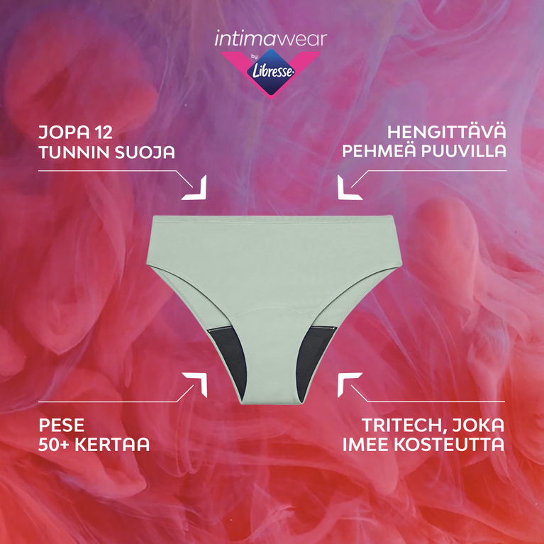 ComfortFit Essentials Brazilian menstrual underwear with moderate flow protection.