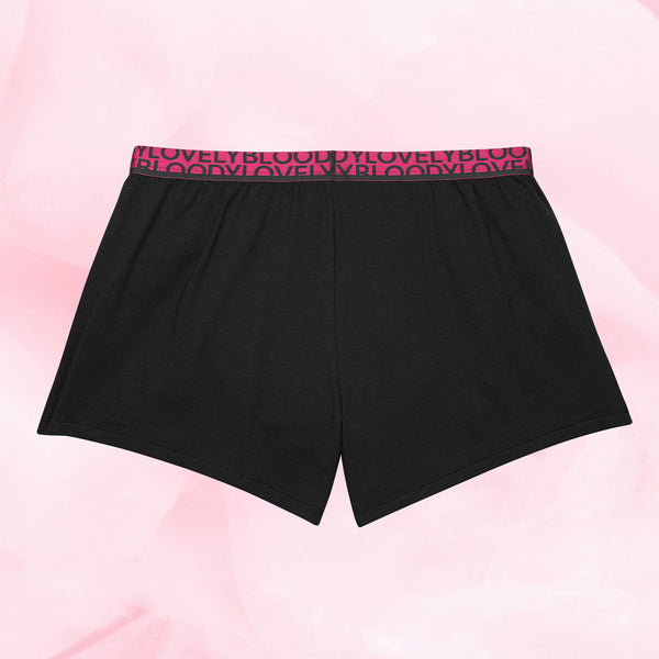 Sleepwear Shorts -kuukautisalushousut joissa on pidennetty jalkoväli