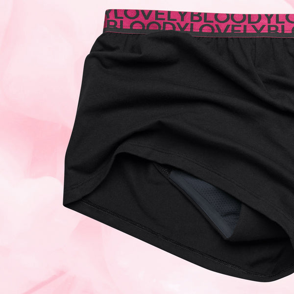 Sleepwear Shorts -kuukautisalushousut joissa on pidennetty jalkoväli