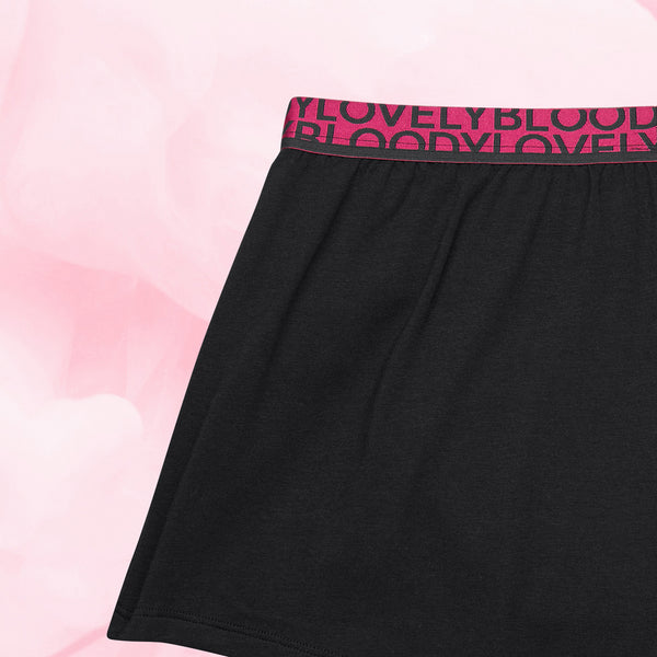 Sleepwear Shorts -kuukautisalushousut joissa on pidennetty jalkoväli
