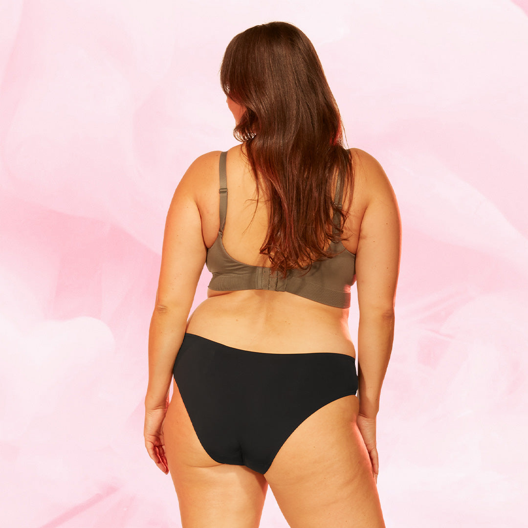 Brazilian Kohtalainen Vuoto Kuukautisalushousut with lace waistband, reusable.