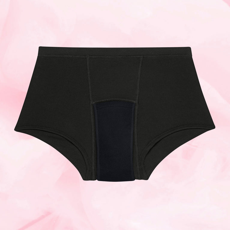 Teens Sleepwear Boxer Yökäyttöön, mustat korkeavyötäröiset vuotosuojat.