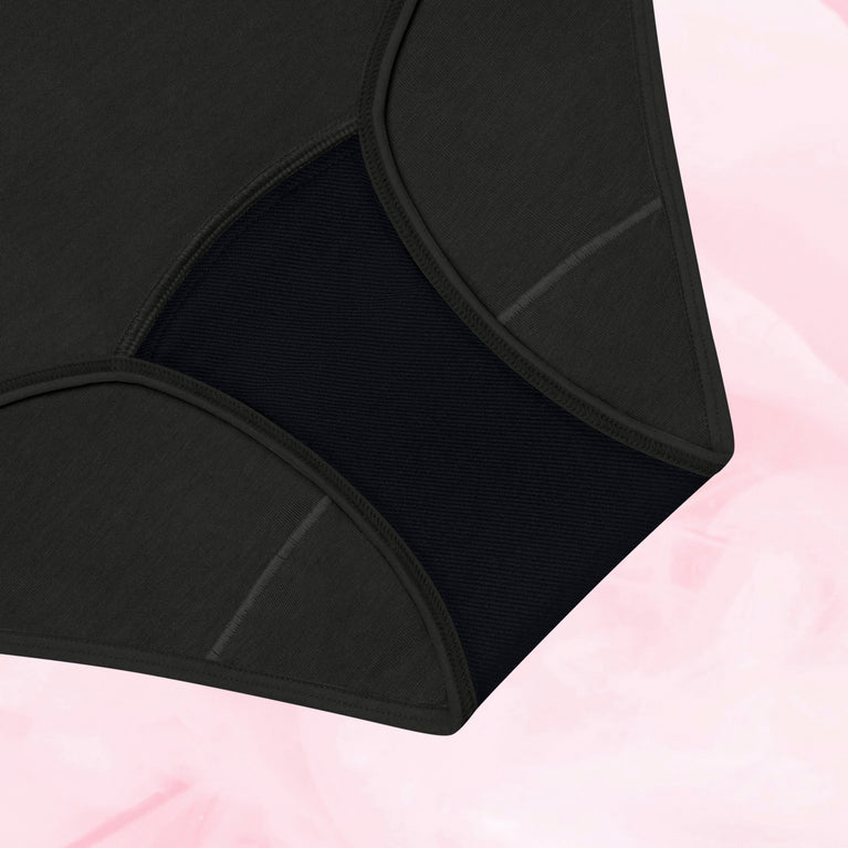 Teens Hipster Runsas vuoto 5-pack mustat kuukautisalushousut.