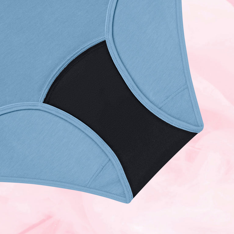 Teens Hipster Kohtalainen Vuoto naisten alushousut, sininen ja musta paneeli.