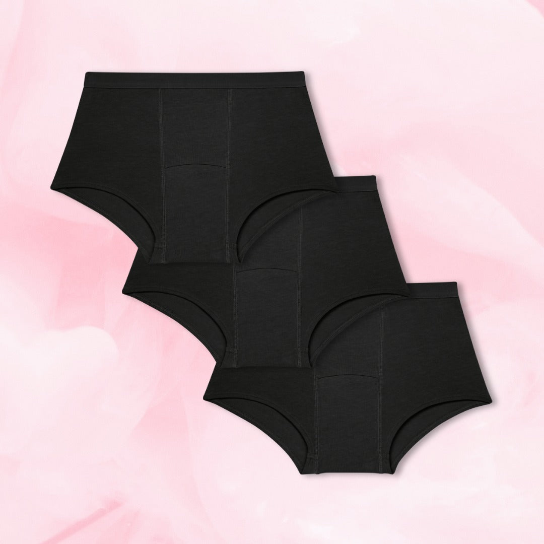 Teens Boxer Runsas vuoto 3-pack kuukautisalushousut, mustat.